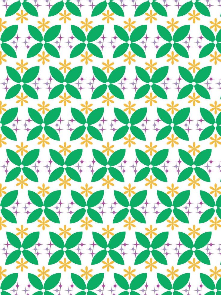 A green and yellow pattern with flowers vector