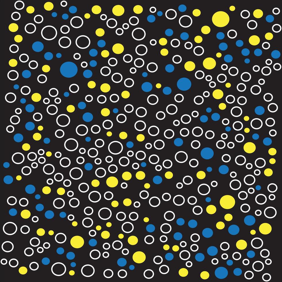 A black background with yellow and blue circles vector