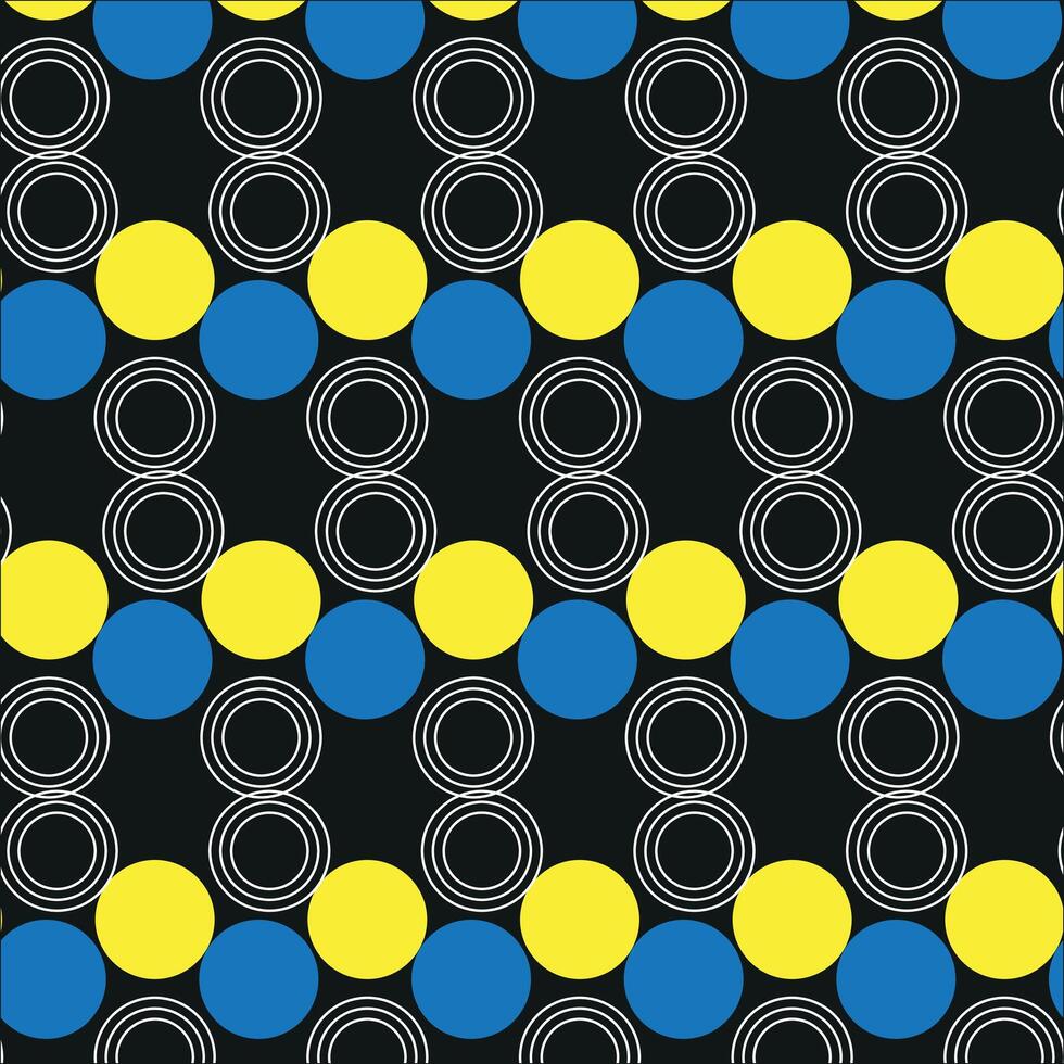 A black and yellow pattern with circles vector