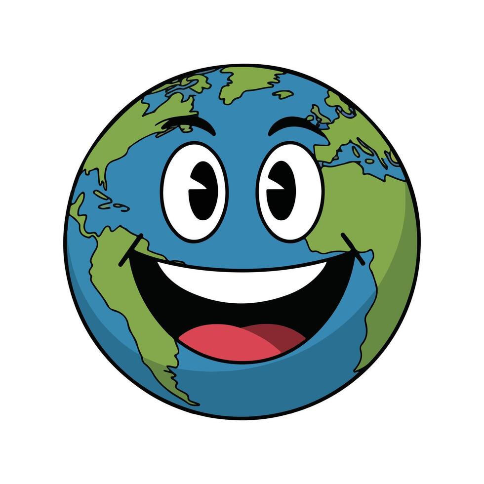 Cheerful Planet Earth Cartoon with Happy Expression vector