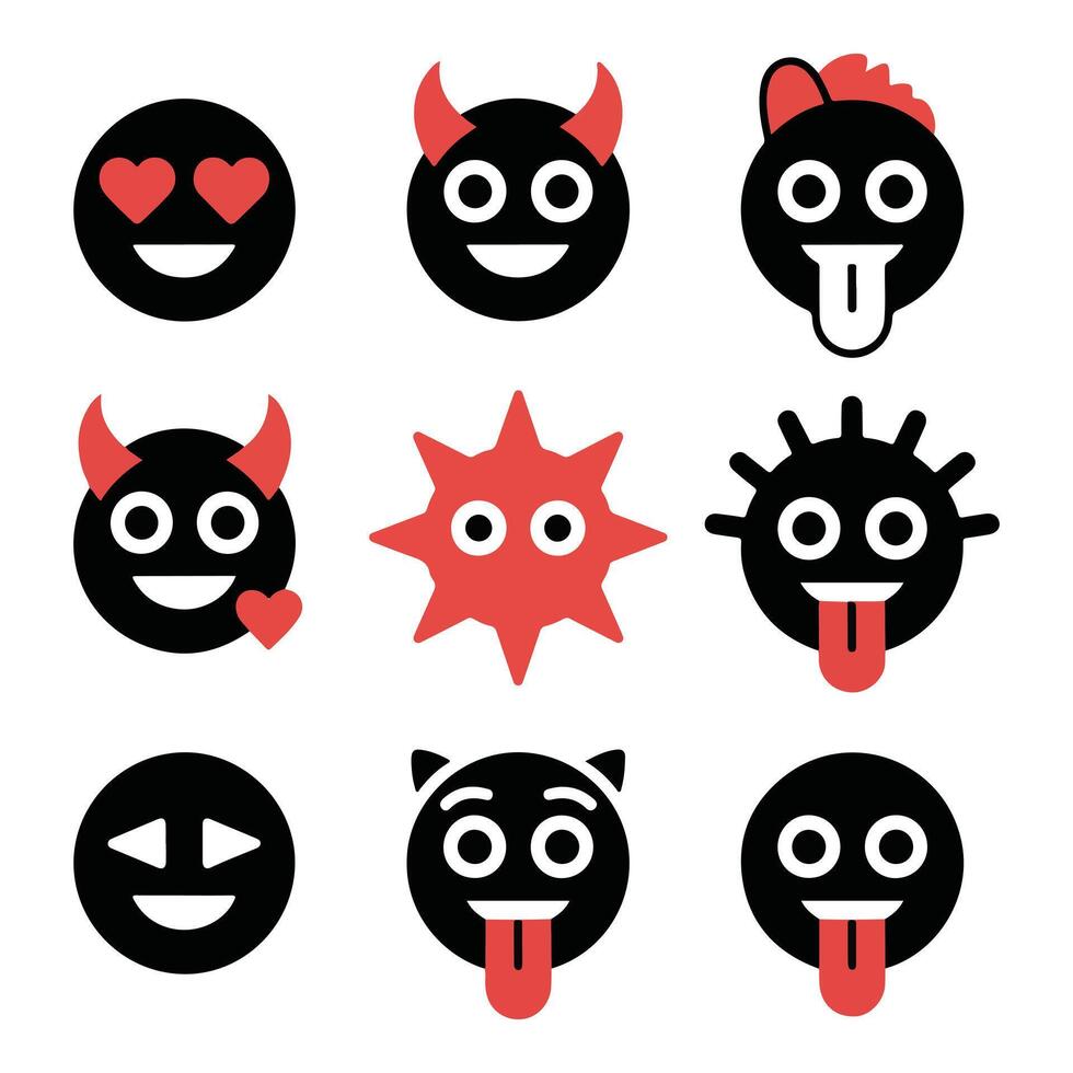 Cute Minimal Emoji Face Icons in Format vector
