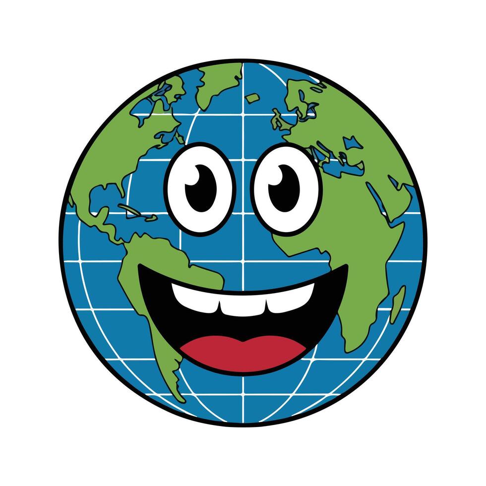 Cute Happy Earth Illustration Smiling Planet Design vector