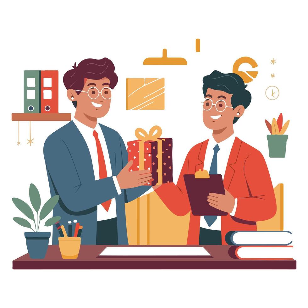 Employee Appreciation Gift Exchange Office Artwork vector