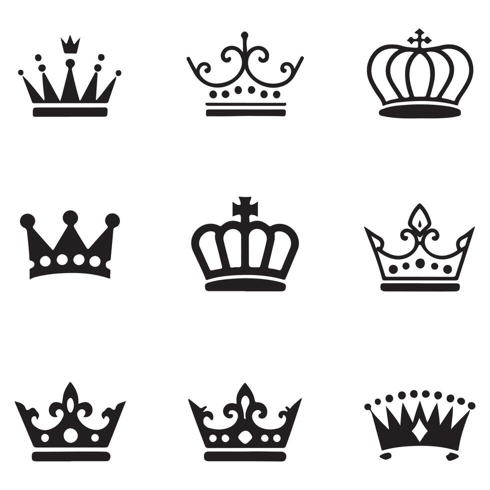Crown Shape Silhouette Icons vector