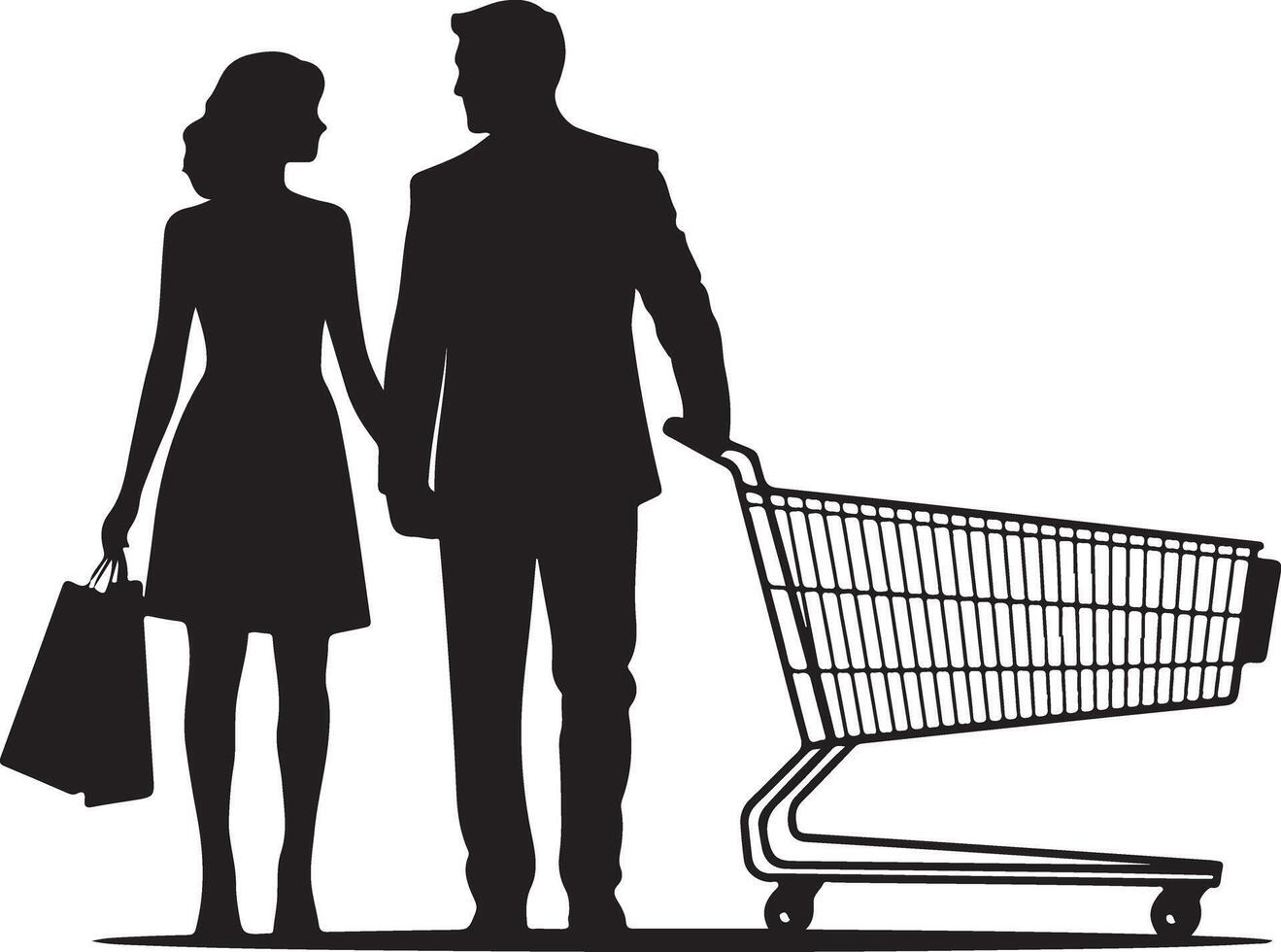 Car Shaped Cart with Couple Silhouette Creative Art vector