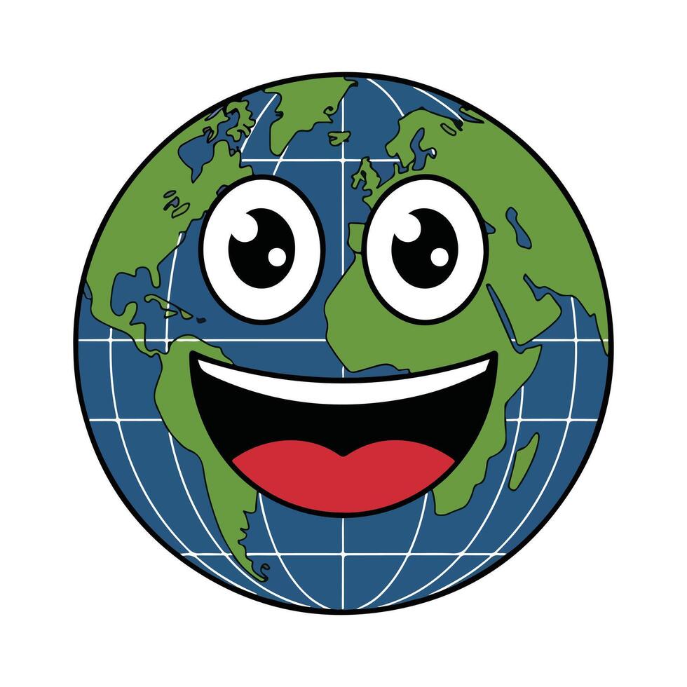 Joyful Globe Character Logo Cute Planet Design vector