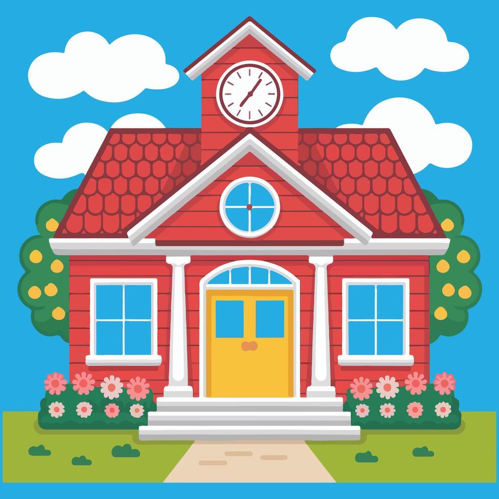 Hand Drawn School House Clipart for Teaching Resources vector