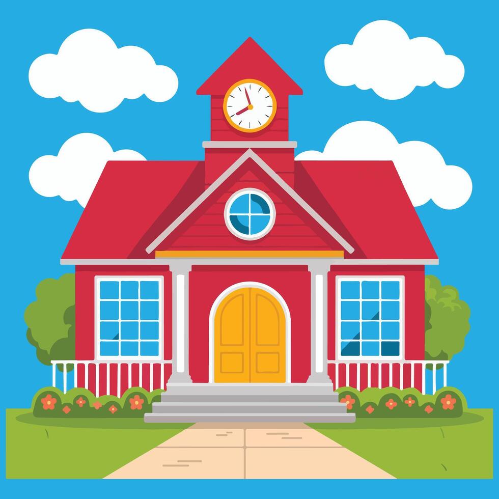Cheerful School House Clipart for Homeschool Projects vector