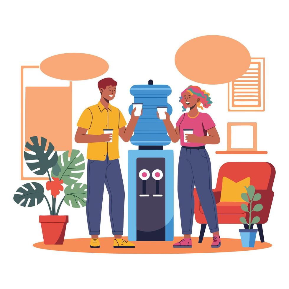 Coworkers Conversation at Office Water Cooler vector