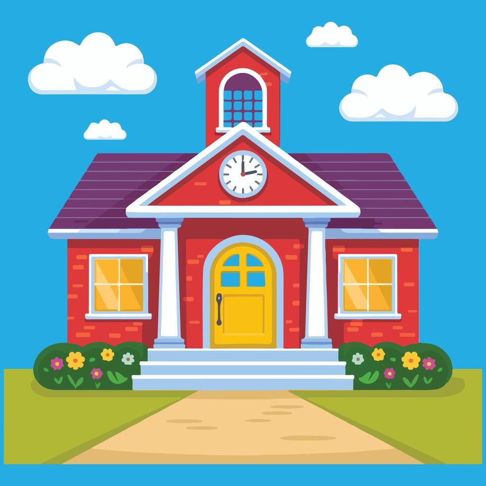 Whimsical School Building Clipart for Teachers vector