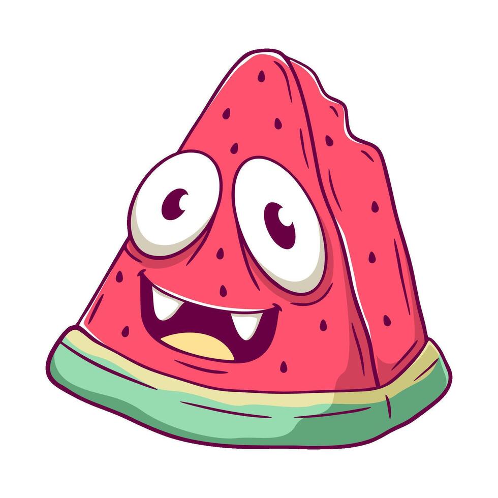 Cartoon watermelon with a big smile on its face vector