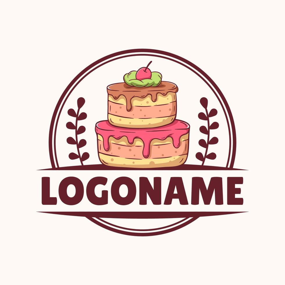 Cake logo template. suitable for restaurant, cafe, food industry and bakery vector