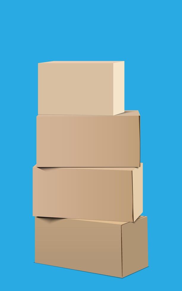 stack of cardboard boxes on a blue background vector