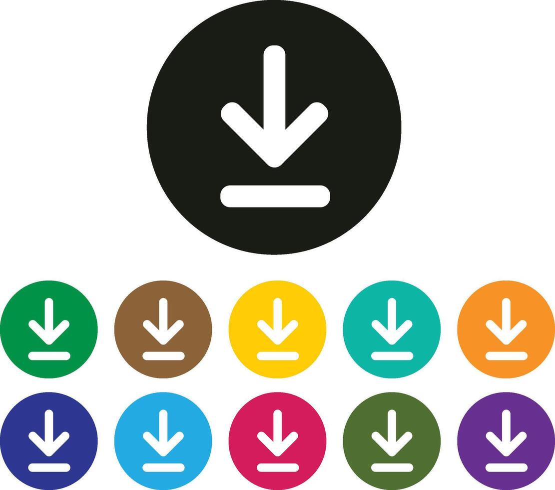 Download Button Icon, Sign, Symbol, Illustration of Download UI Set vector