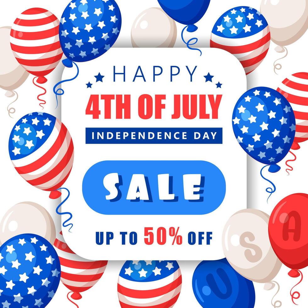 4th of July Independence Day of the United States of America posterr with balloons vector