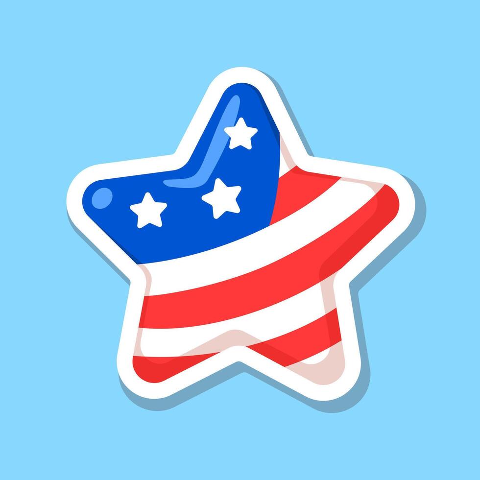 Star shaped USA national flag sticker vector