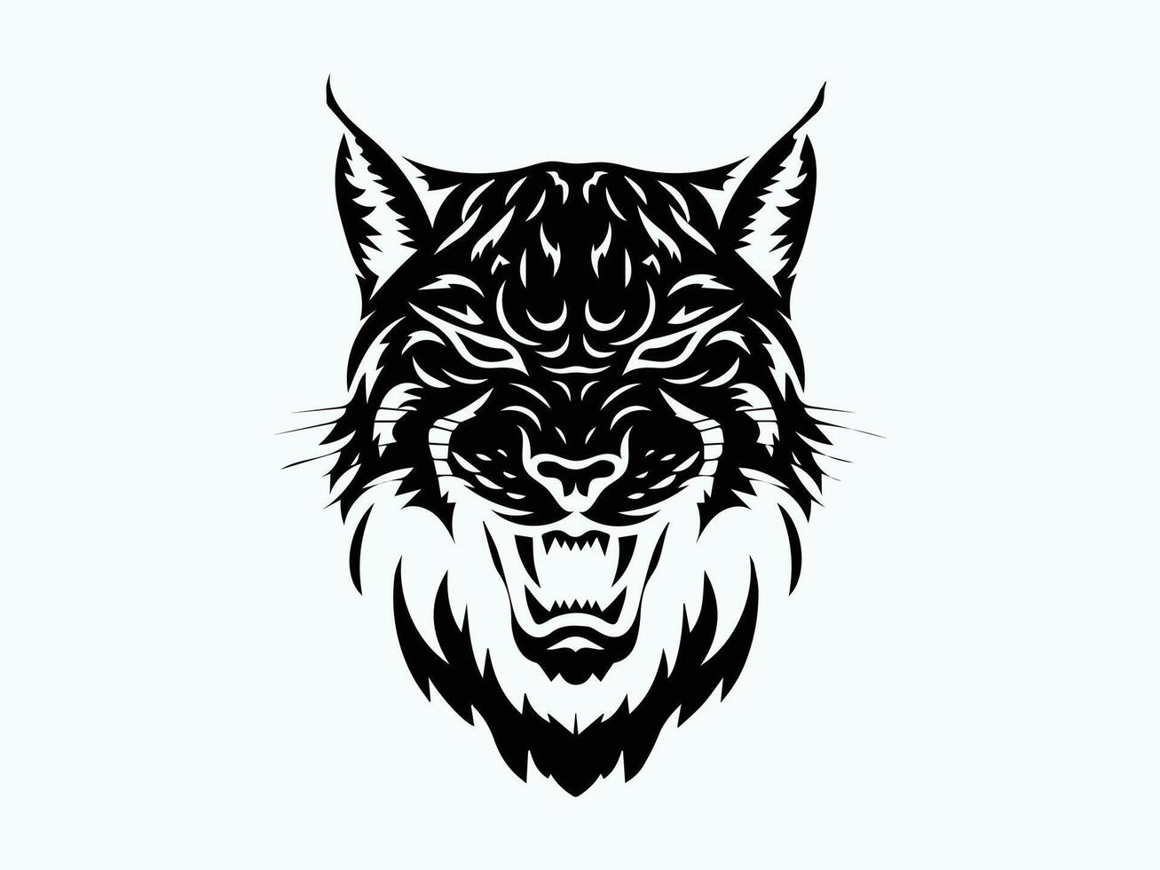 the head of a panther is shown in black and white illustration vector