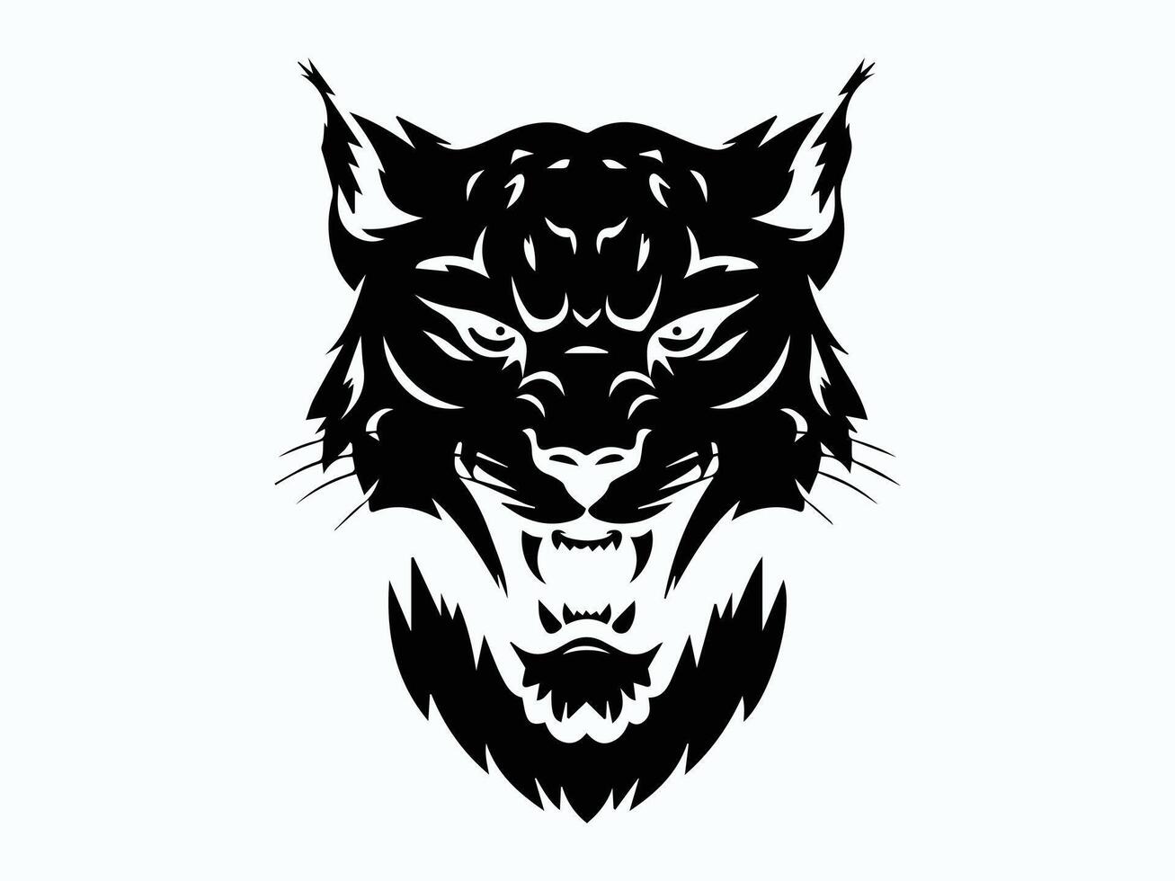 the head of a panther is shown in black and white vector