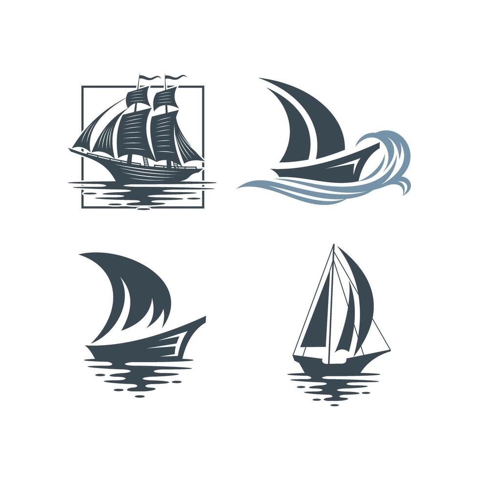 set of sailboat design collections vector
