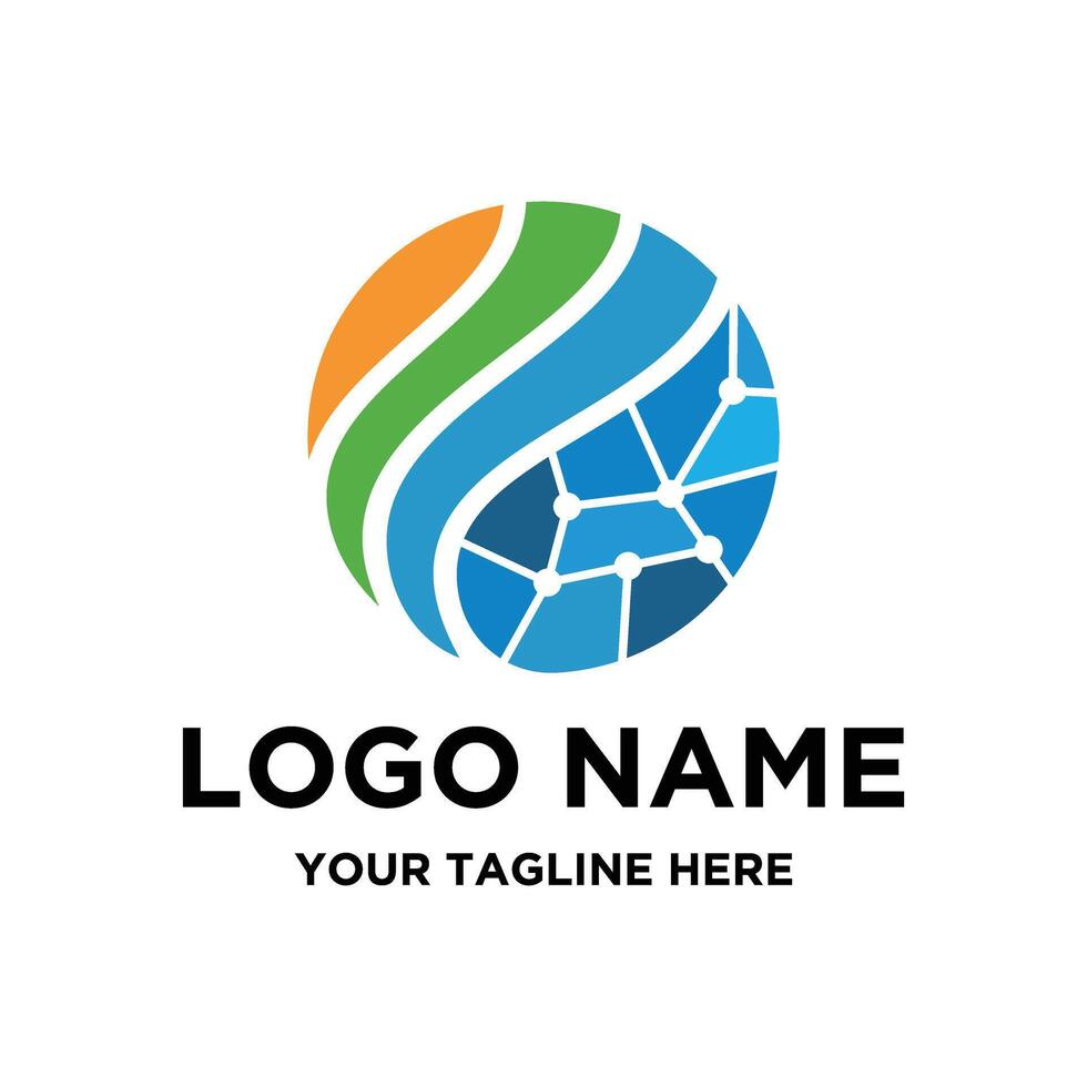modern world globe tech logo vector