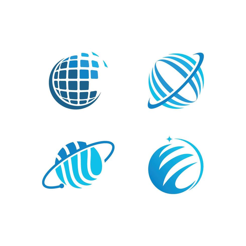 set of tech globe design vector