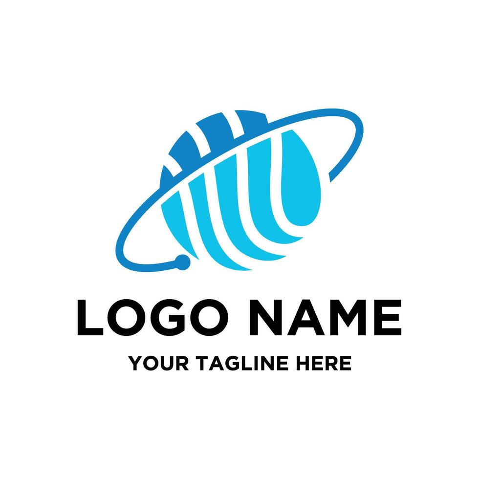 creative tech circle globe logo design vector
