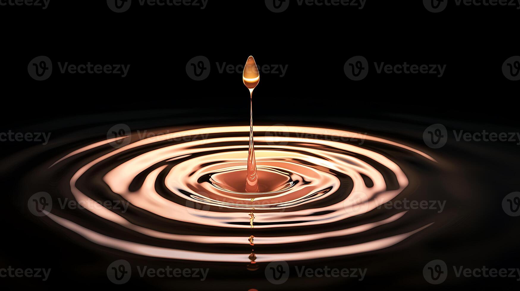 A mesmerizing drop of liquid creates ripples in a dark setting, showcasing fluid dynamics photo