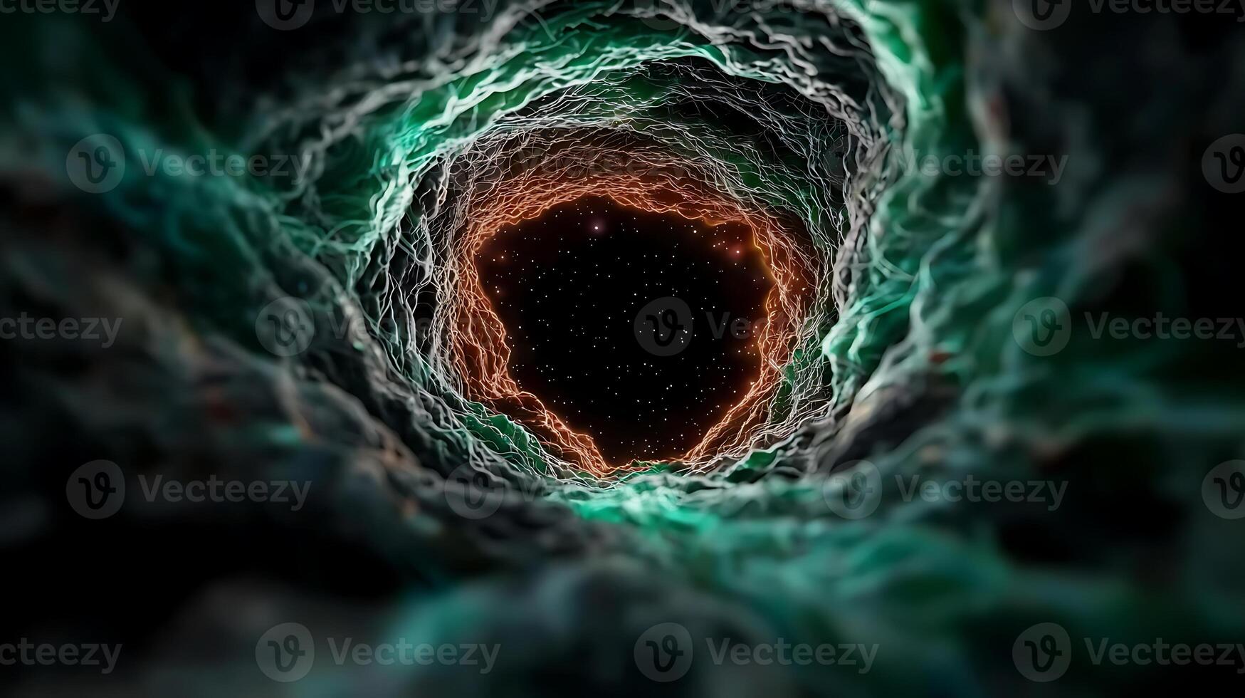 A mesmerizing view of a cosmic vortex swirling with vibrant colors and stars in the background photo