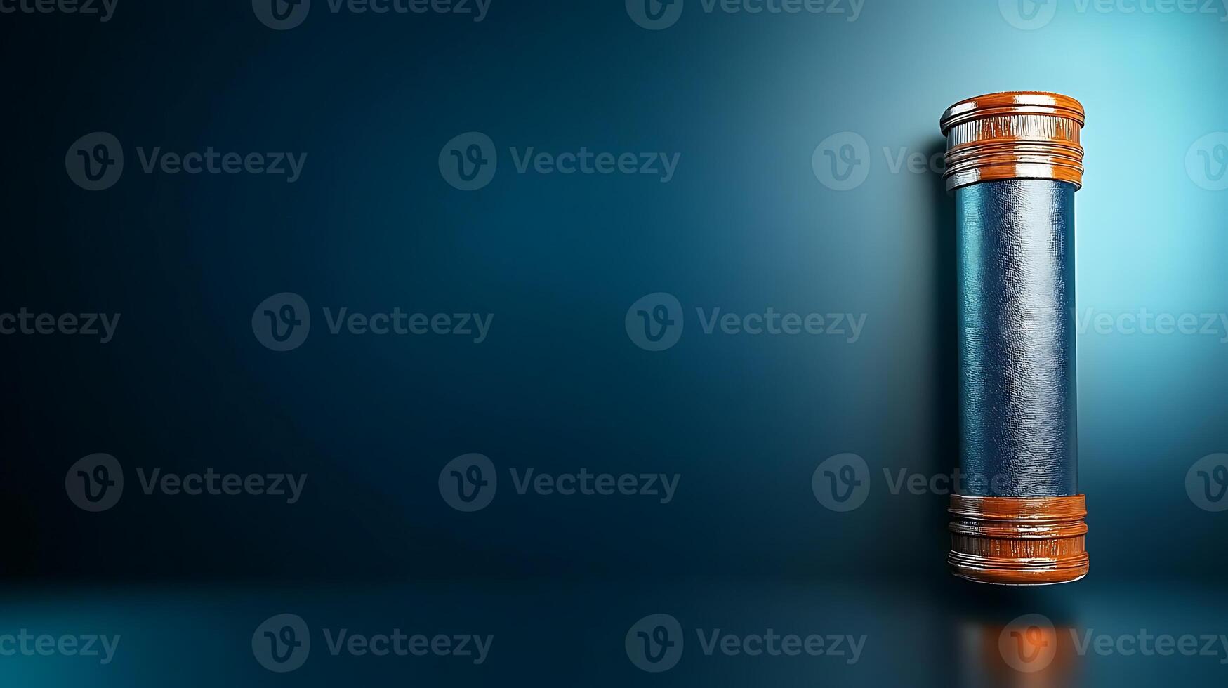 A sleek, modern cylindrical container stands against a gradient blue background, showcasing elegance photo