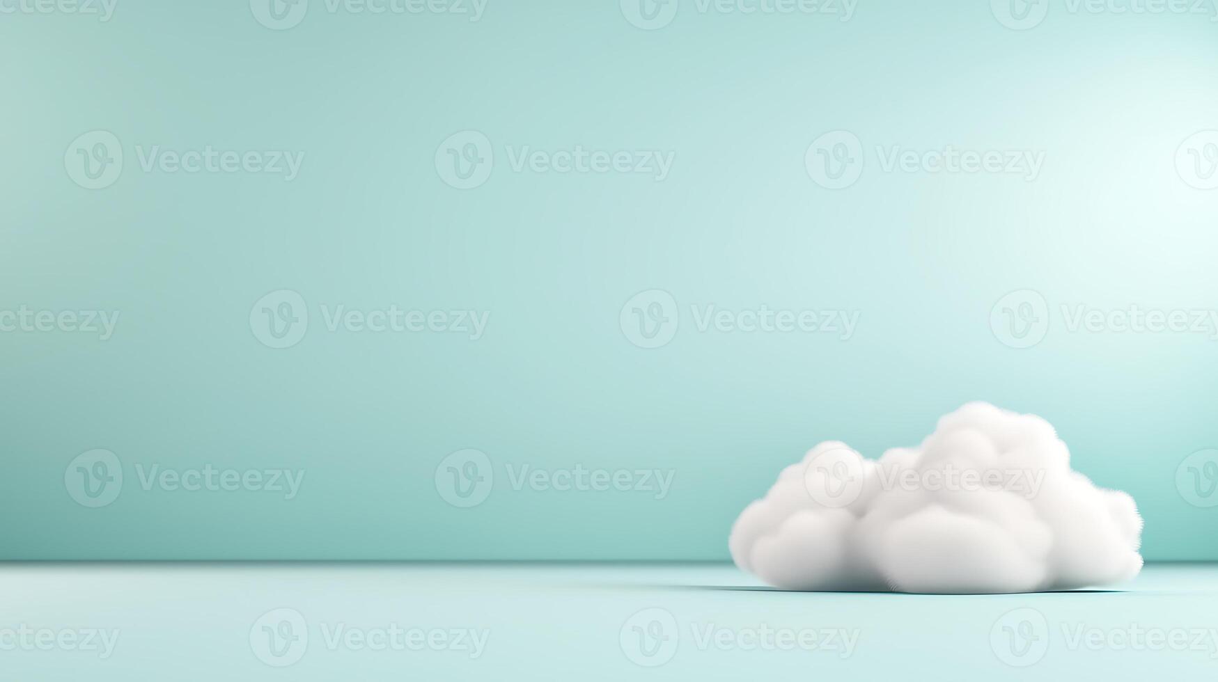A soft, fluffy cloud resting on a serene, mint green background, creating a calming atmosphere photo