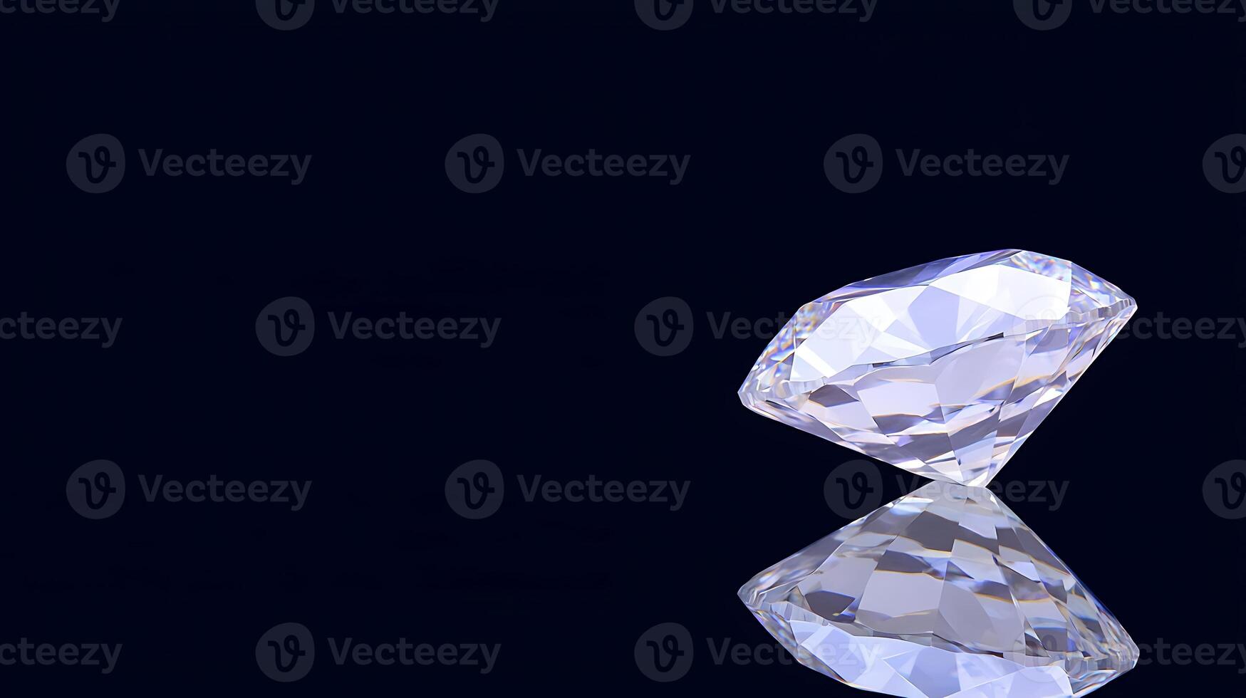 A sparkling diamond resting on a reflective surface against a dark background, showcasing its brilliance photo