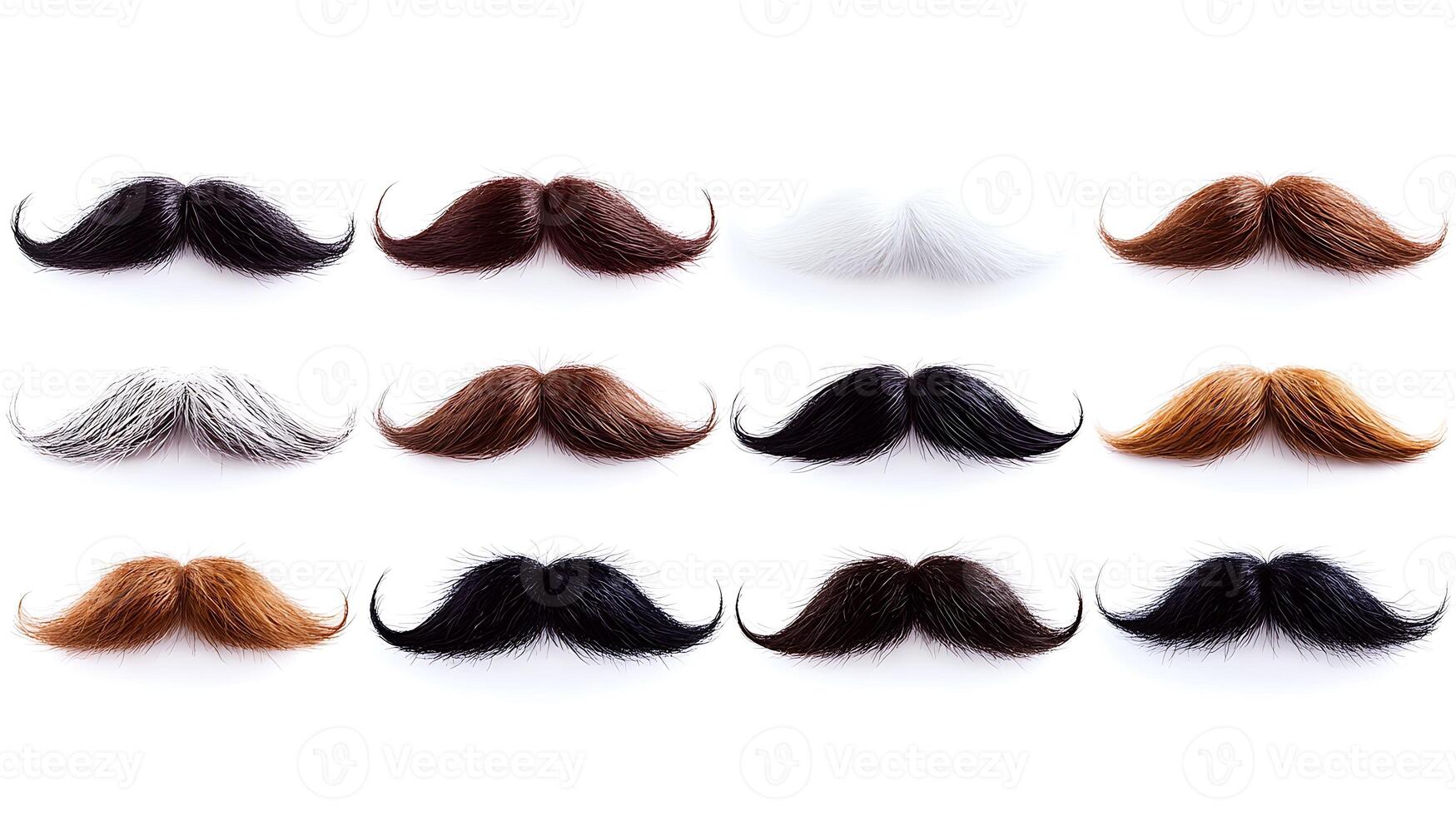 A vibrant display of various mustache styles arranged in a grid, showcasing diversity and creativity photo