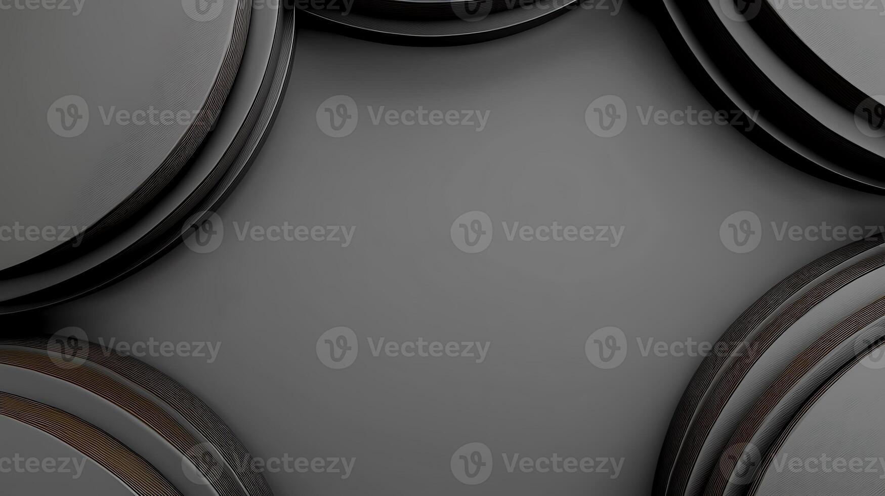 Abstract arrangement of circular black objects on a dark background, creating a modern aesthetic photo