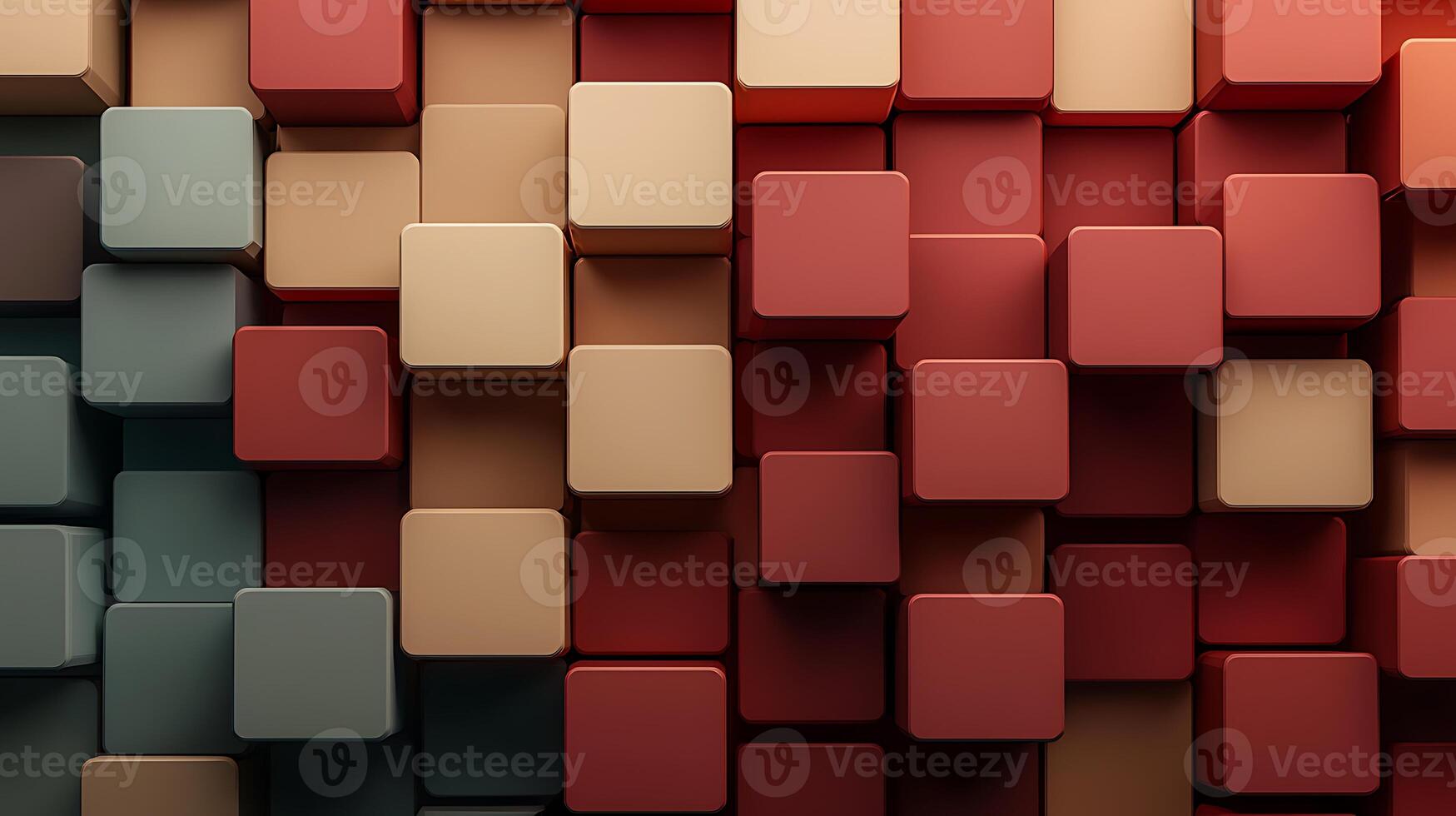 Abstract arrangement of colorful 3D blocks creating a textured background for design use photo