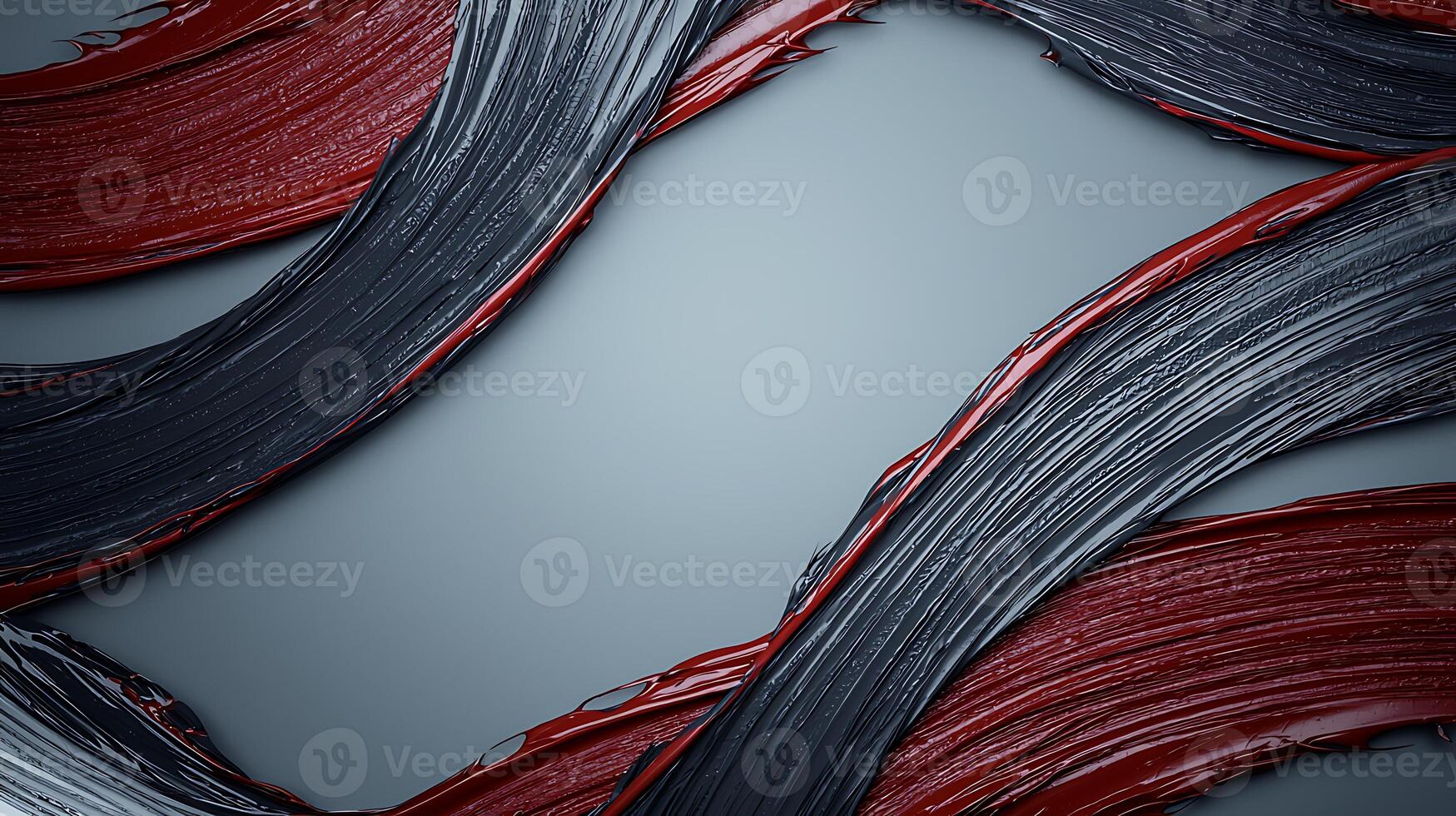 Abstract art featuring flowing red, black, and gray paint strokes on a smooth background photo