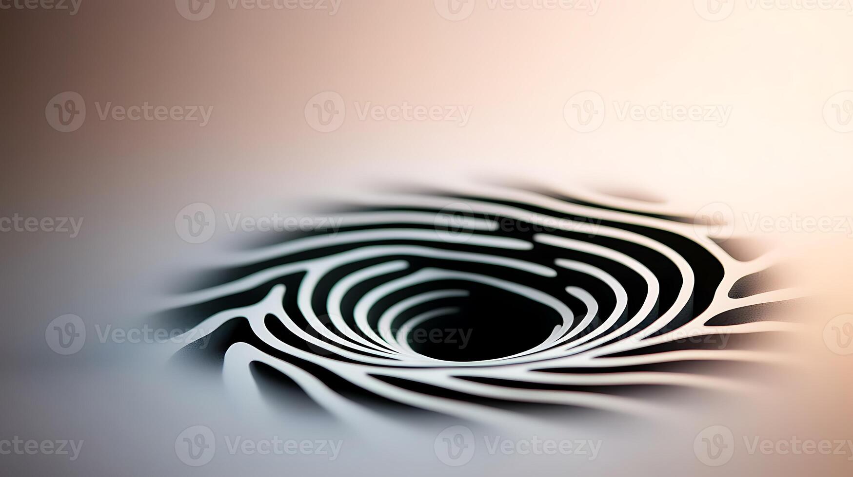 Abstract black and white vortex design with smooth curves, creating a sense of depth and movement photo