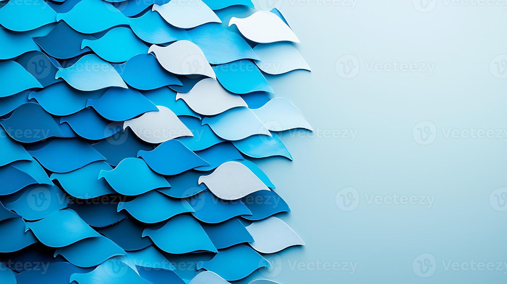 Abstract blue wave pattern with layered paper texture on a light background, ideal for design use photo