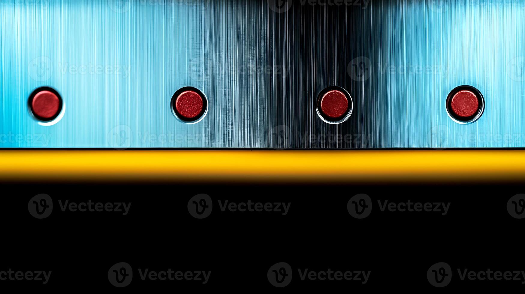 Abstract close-up of metallic surface with red buttons and gradient lighting effects photo