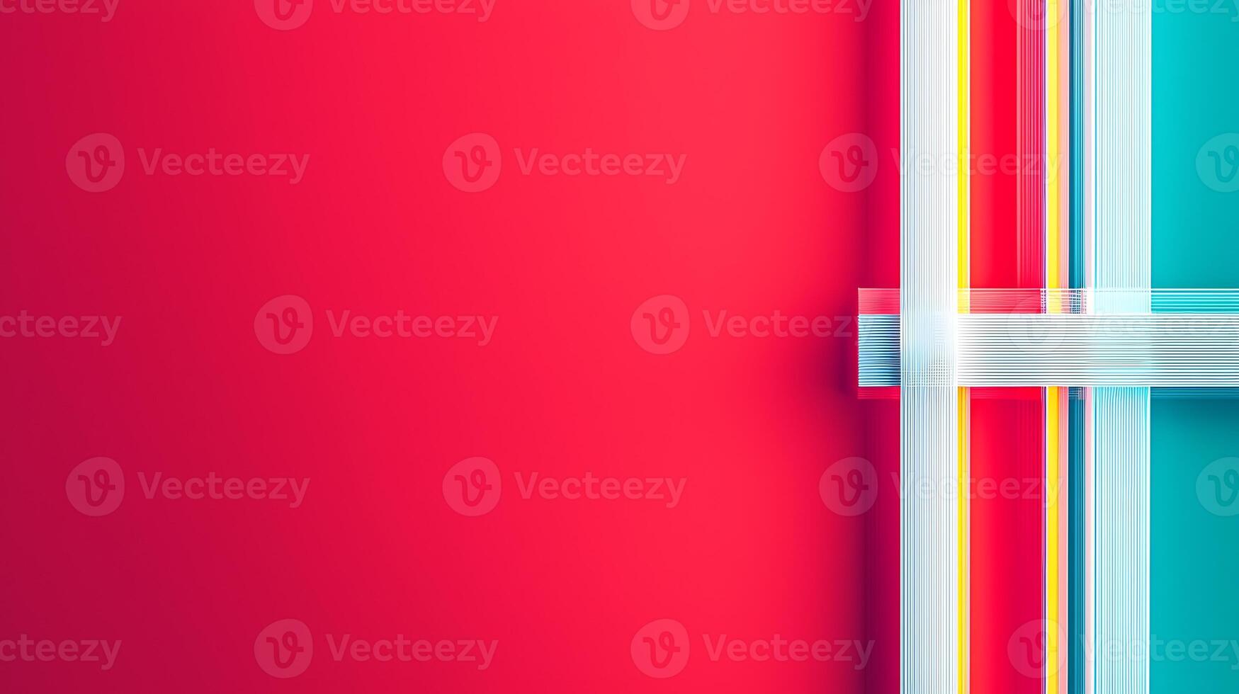 Abstract colorful background with vibrant lines crossing over a solid red and blue backdrop photo