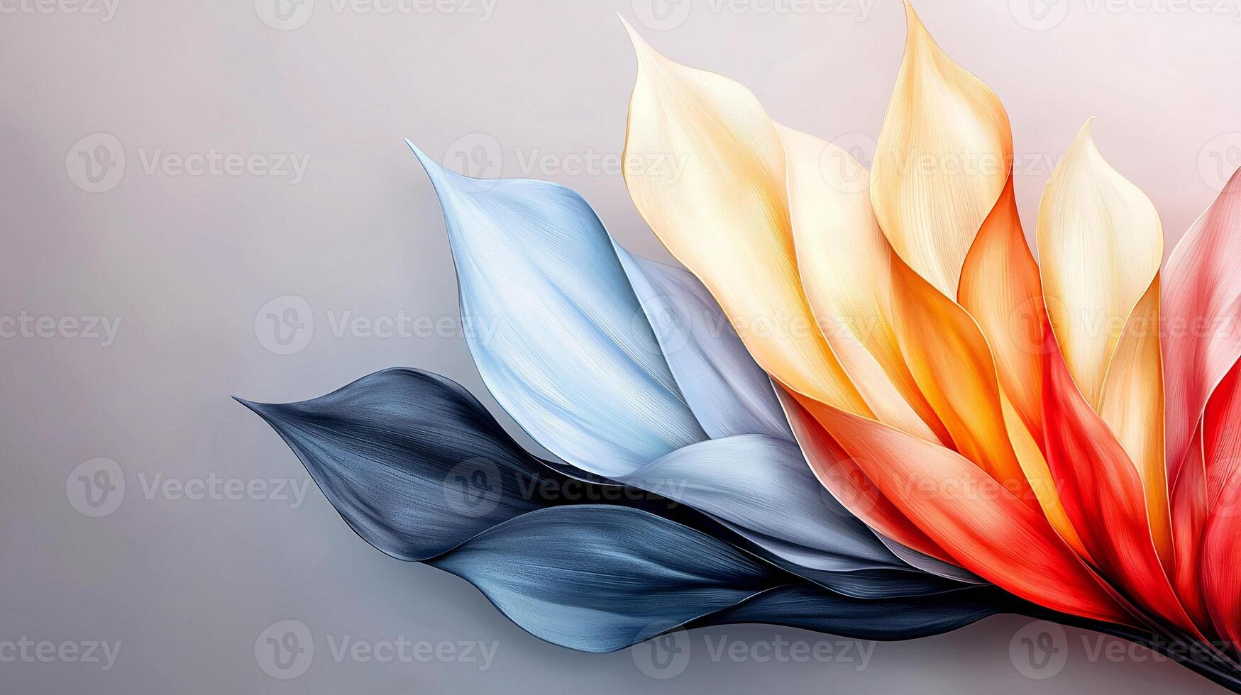 Abstract colorful wave design with flowing leaves in soft gradient background photo