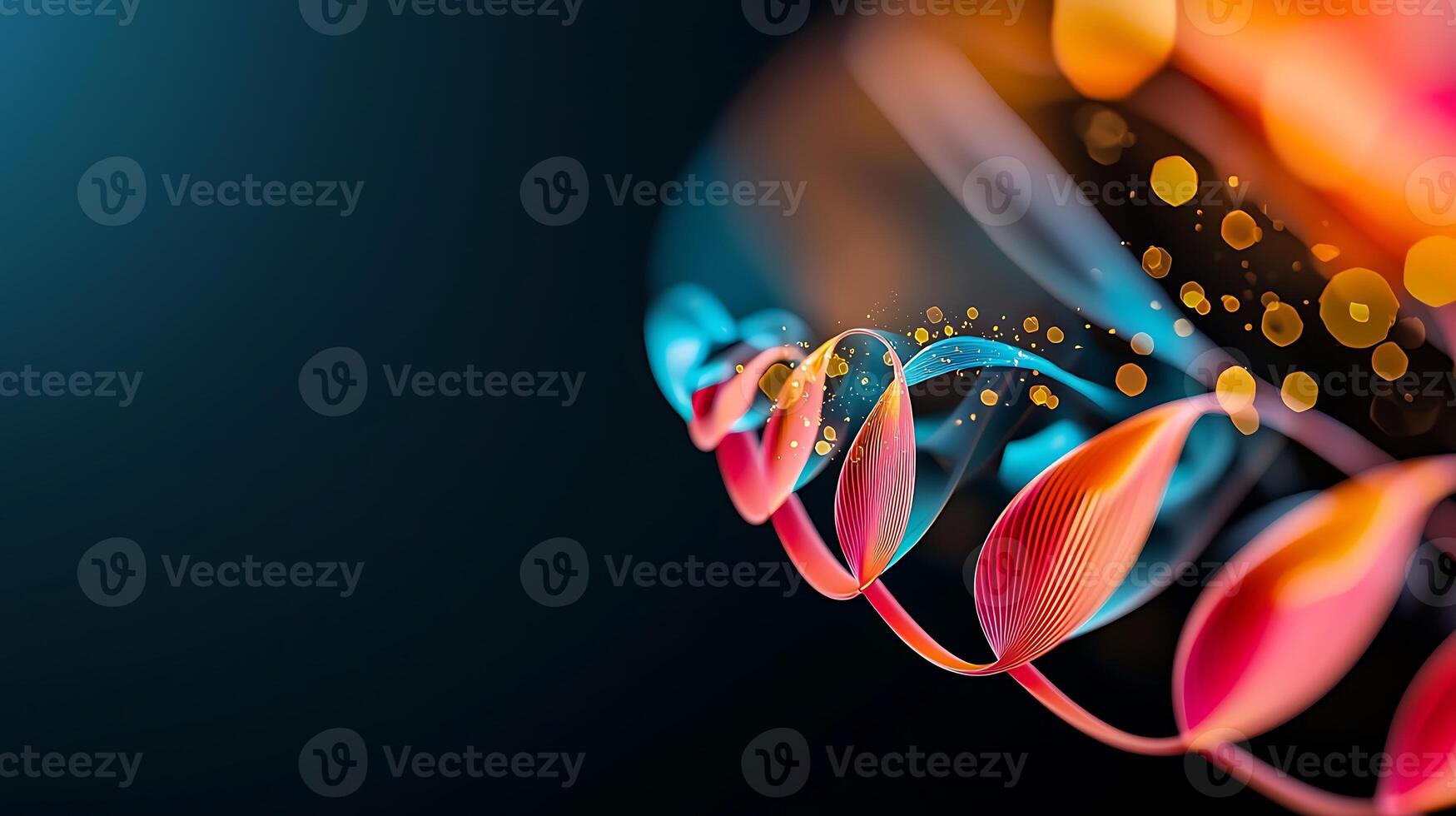 Abstract colorful waves with vibrant lights and bokeh effects creating a dynamic visual experience photo