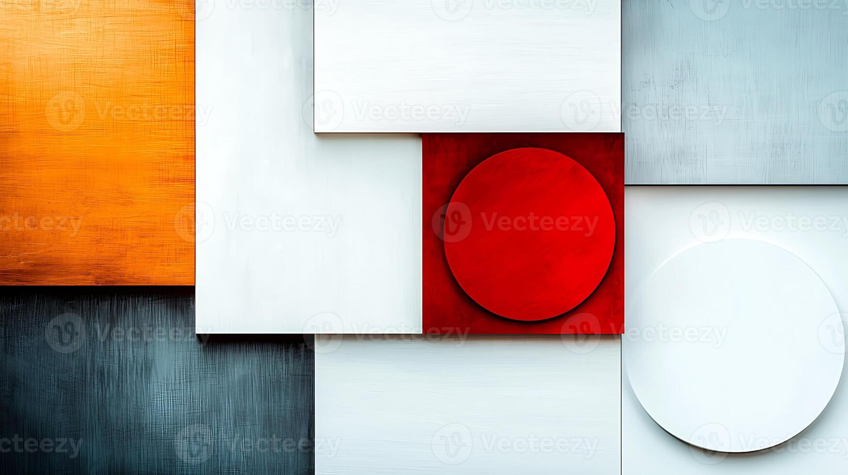 Abstract composition featuring geometric shapes and vibrant colors on a textured background photo