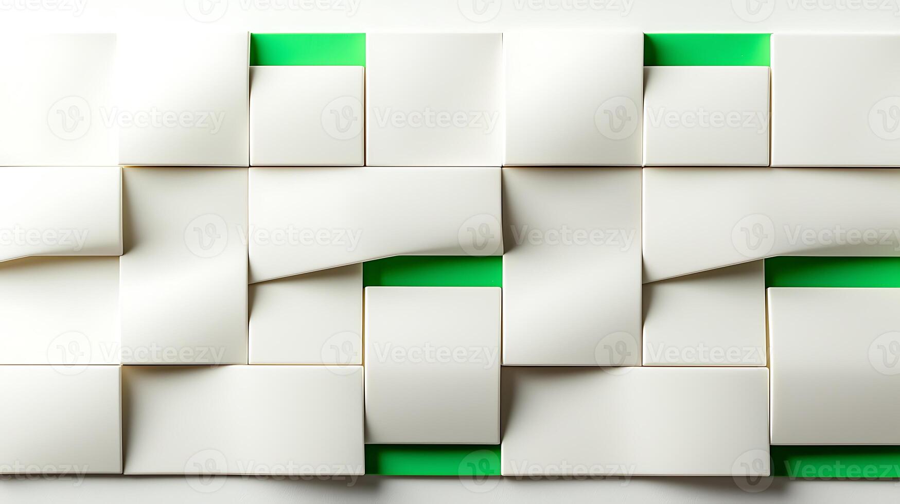 Abstract composition of folded white paper with green accents creating a modern texture photo