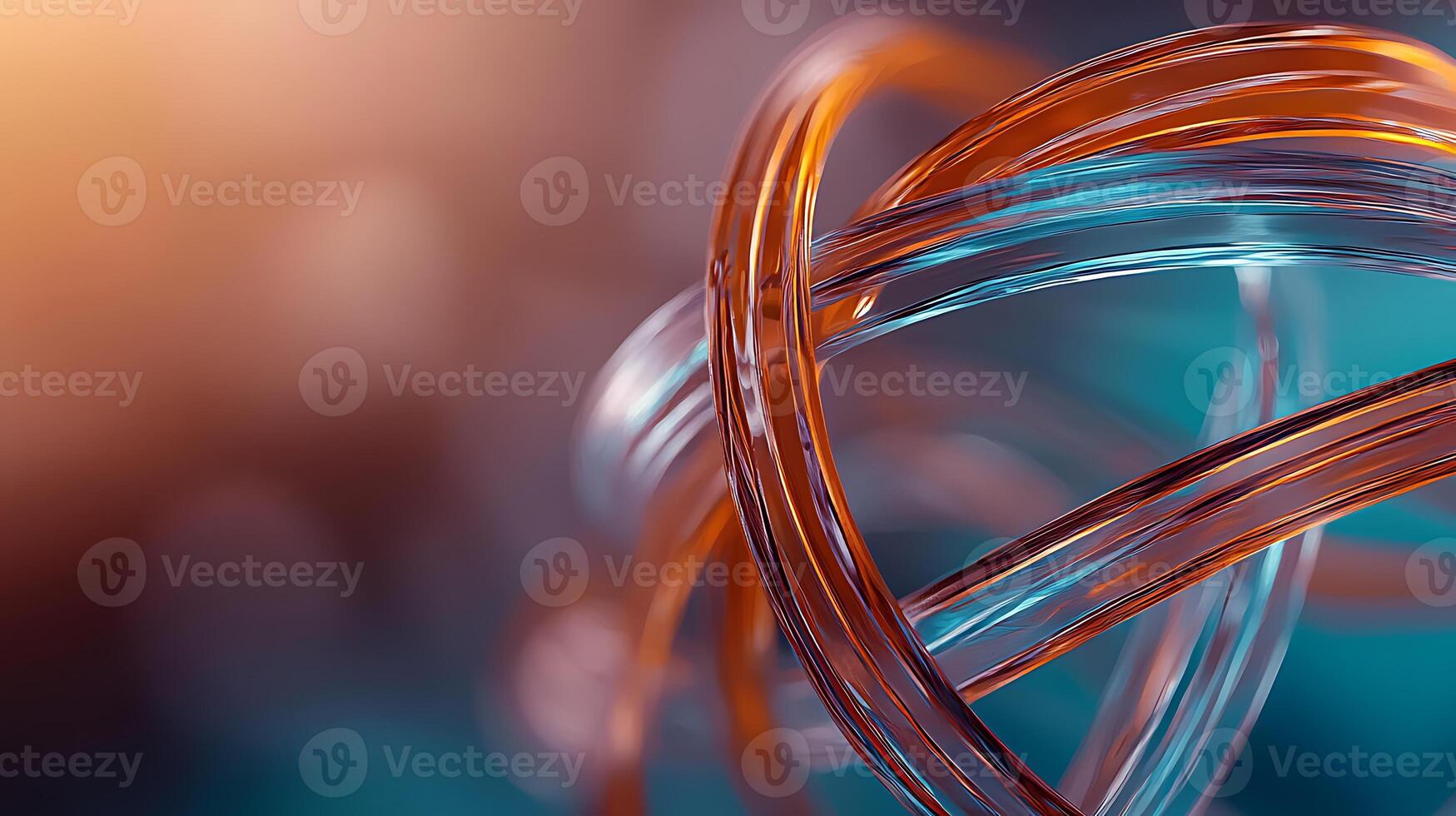 Abstract composition of intertwined glass-like strands creating a vibrant visual effect photo