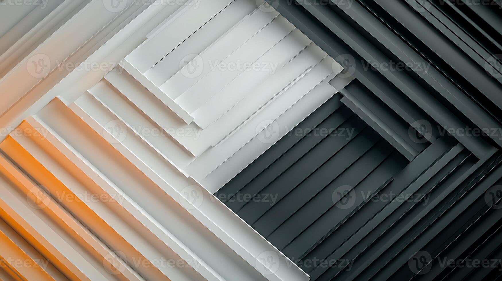 Abstract composition of layered geometric shapes in contrasting colors creating depth photo