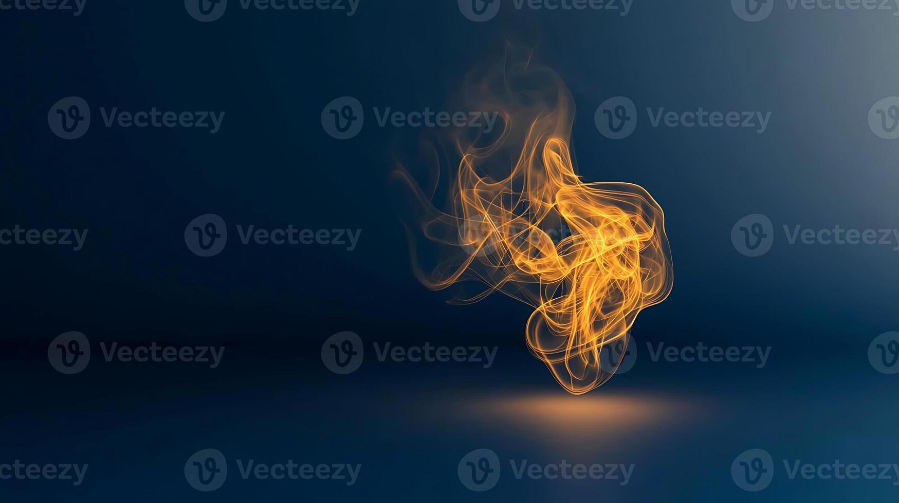 Abstract depiction of swirling orange smoke on a dark blue background, creating a mystical ambiance photo