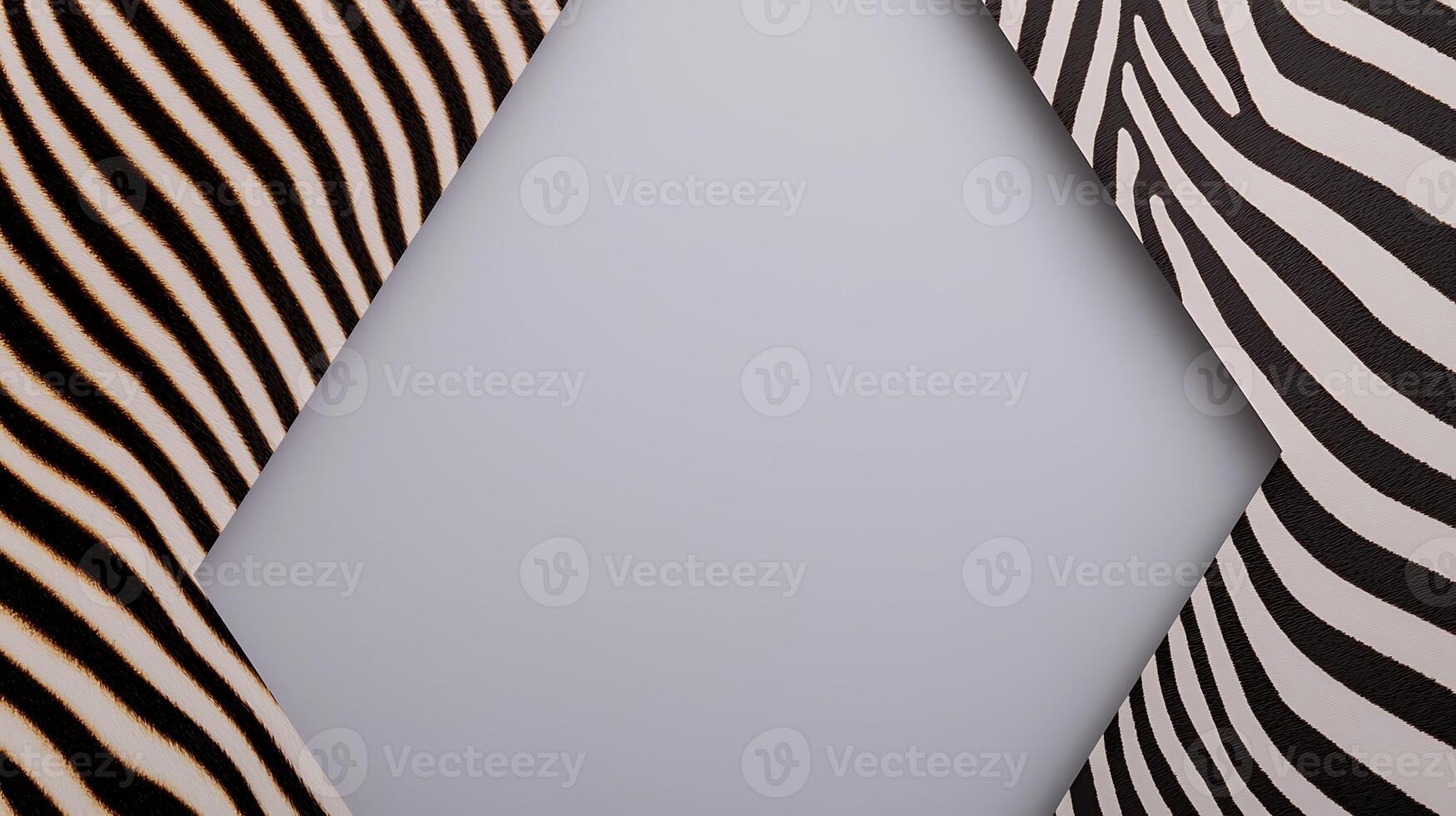 Abstract design featuring contrasting zebra stripes framing a blank central space for creative use photo