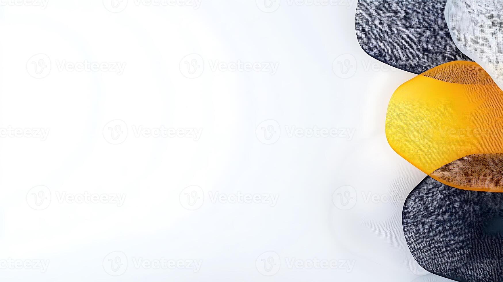 Abstract design featuring flowing shapes in black, yellow, and white against a light background photo