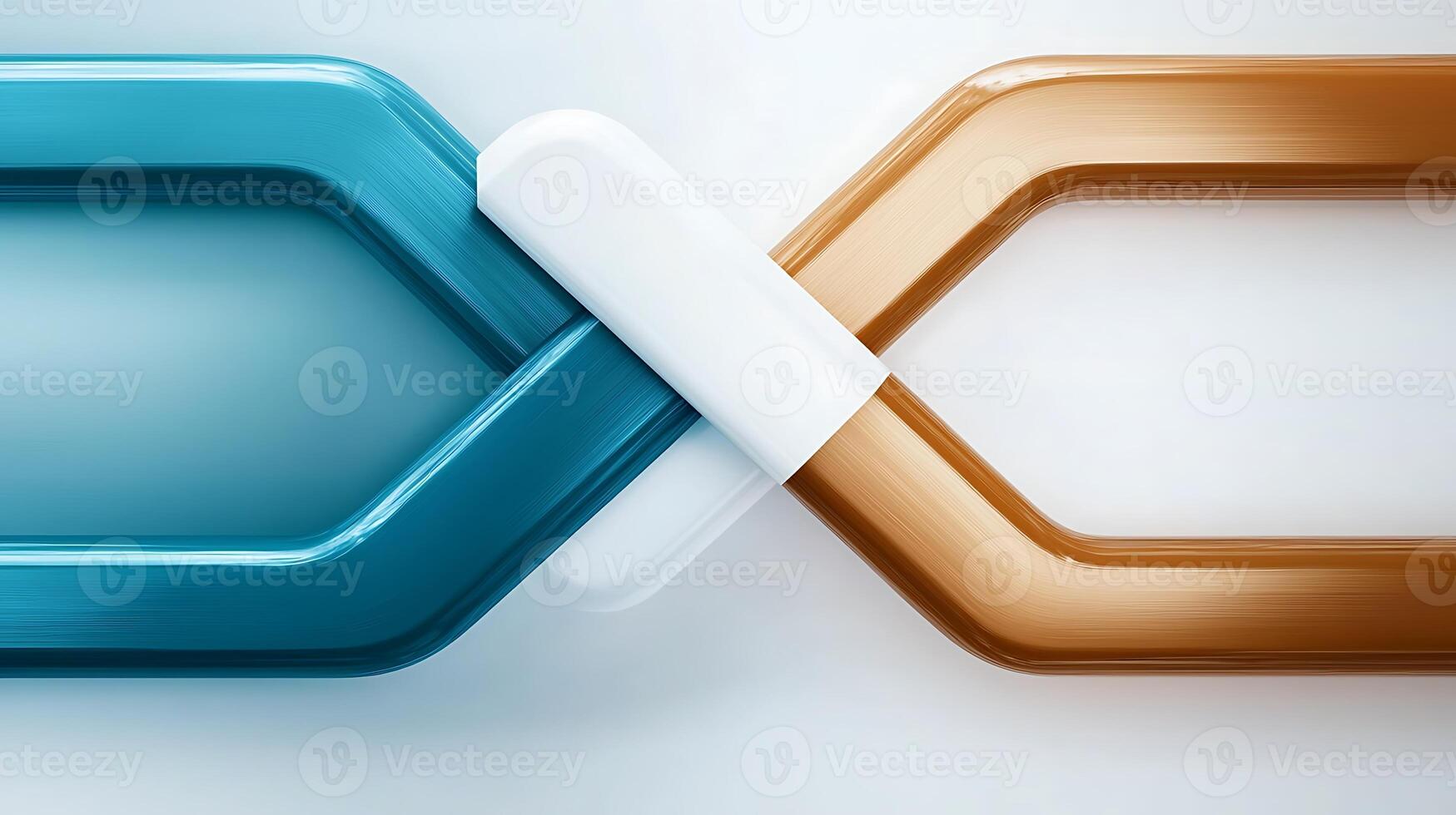 Abstract design featuring intertwined blue and brown shapes on a light background photo