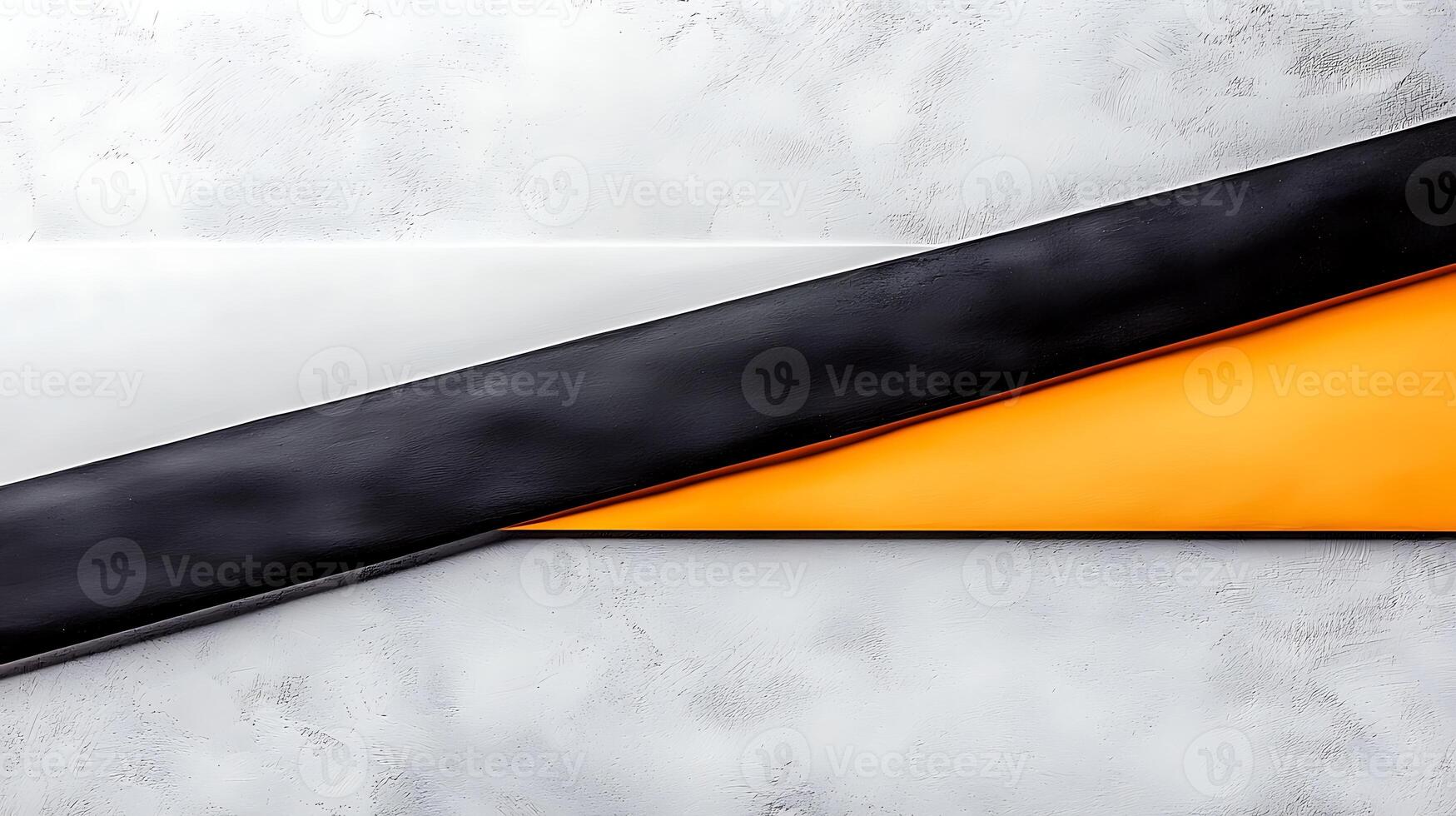 Abstract design featuring layered geometric shapes in black, white, and orange on a textured background photo